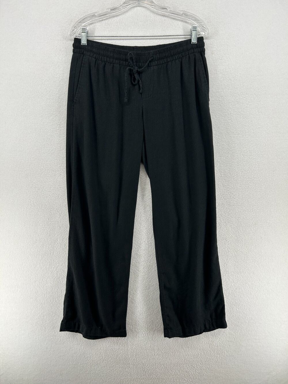 OLD NAVY Pants Womens PS Petite Linen Blend Wide Leg Drawstring Lounge Black